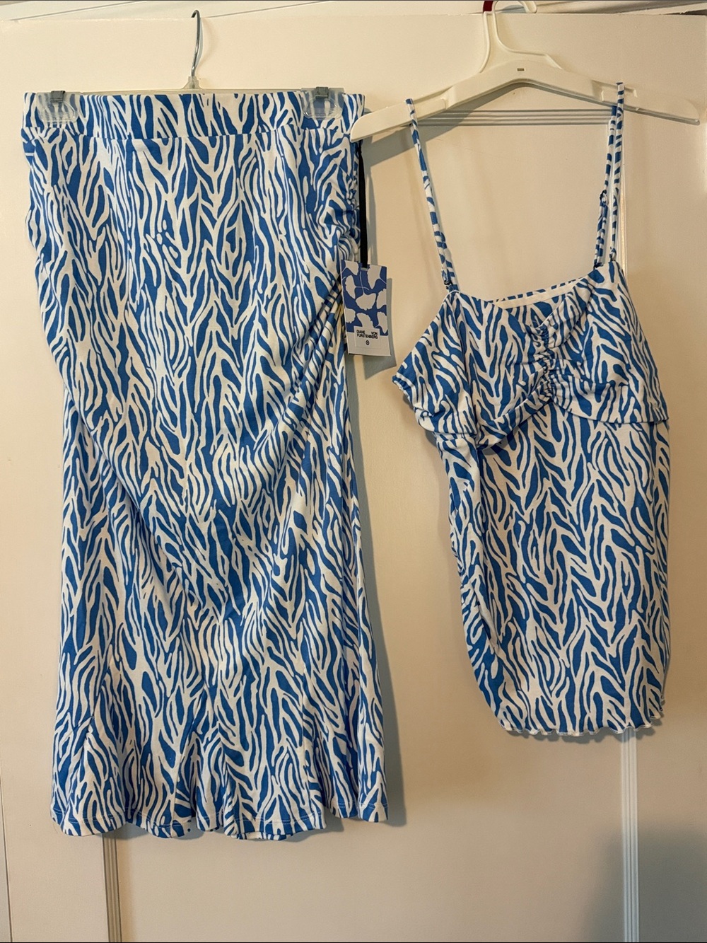 Diane Von Furstenberg for Target Blue and White Printed Two-Piece Skirt Set